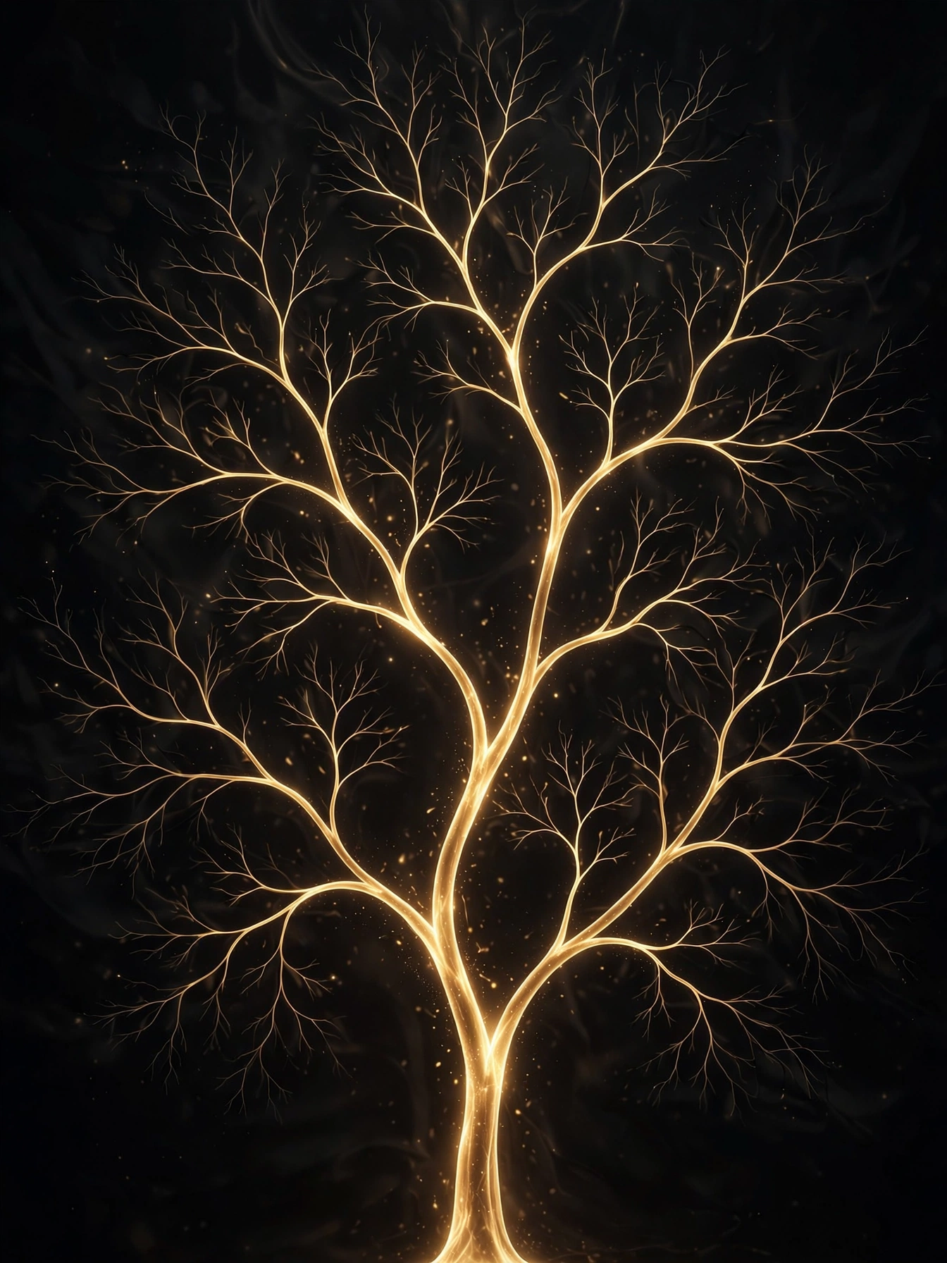 A genealogy tree drawn in golden light